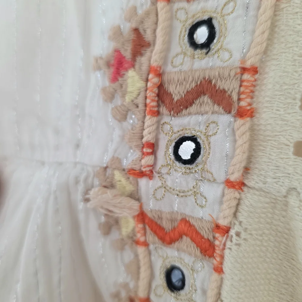 Free People Embroidered Boho Aztec Sleeveless Tank Dress Xs 2 - Picture 3 of 4